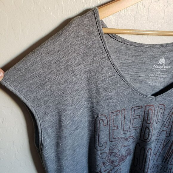 Disney Parks Mickey Mouse Top Split Back Celebrate Food Wine Grey Size Womens XL - Picture 6 of 10